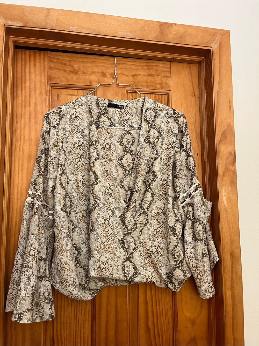 Ariella Women's Snake Print Wrap Blouse - Neutral Beige